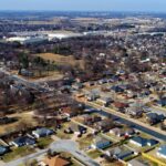 An aerial view of a city in the state of Arkansas