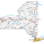 A detailed map of the state of New York with towns