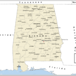 Map of the state of Alabama