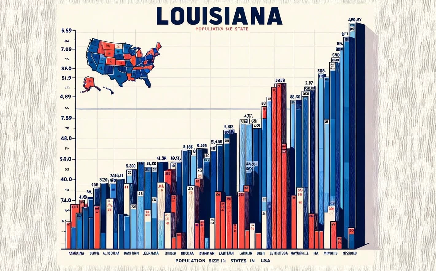 Louisiana state map next to graph
