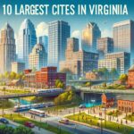 The inscription "10 Largest Cities in Virginia" over the city